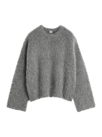 Totême Crewneck Knitted Sweater In Grey