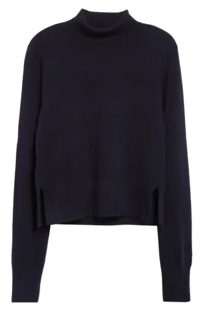 Totême Toteme Crop Cashmere Turtleneck Sweater In Navy