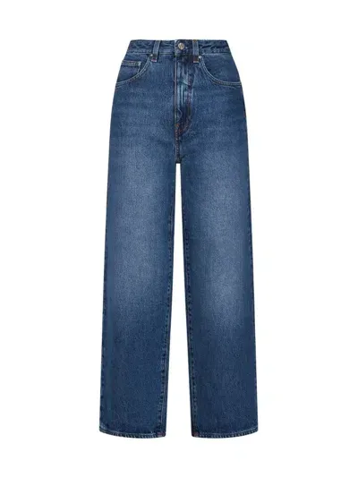 Totême Cropped Wide Leg Jeans In Blue