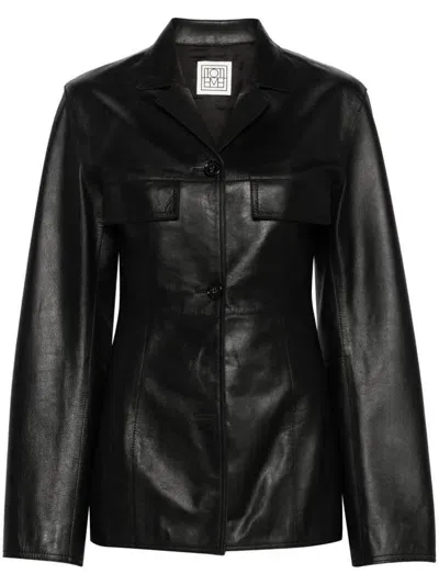 Totême Hourglass Leather Jacket In Black