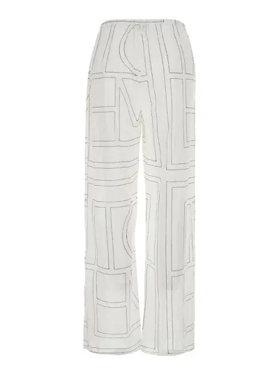 Totême Toteme Monogram Cotton Blend Trousers In White