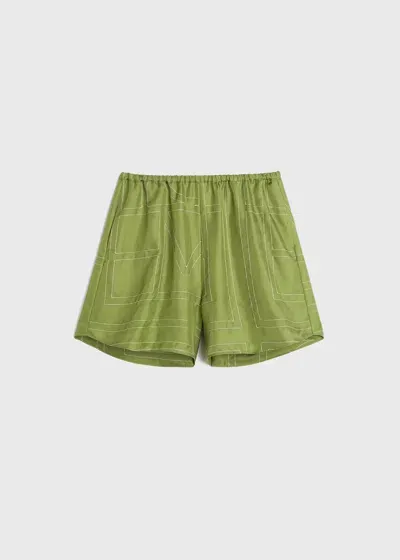 Totême Monogram-embroidered Pyjama Shorts In Laurel