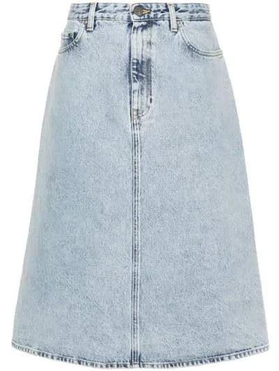 Totême Toteme Organi Cotton Denim Midi Skirt In Blue