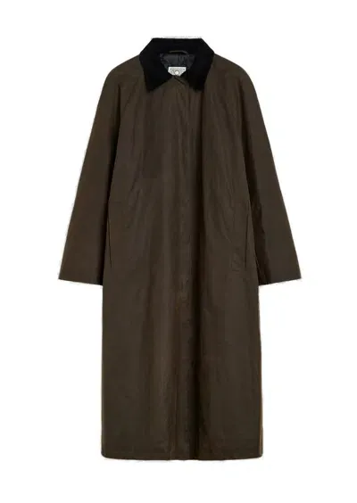 Totême Country Waxed Cotton Long Coat In Brown