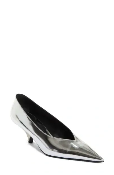 Totême Toteme Pointed Toe Metallic Faux Leather Pump In Mirror Silver