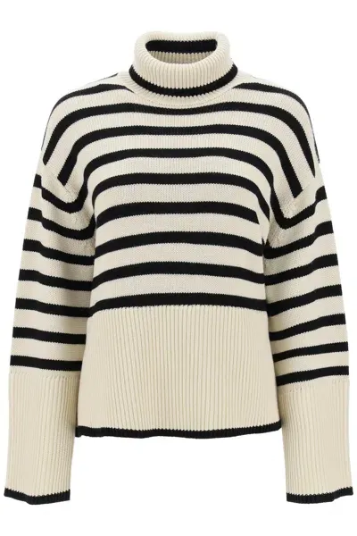 Totême Toteme Striped Turtleneck Sweater In Neutral