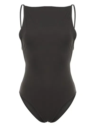 Totême Plain Low-back Swimsuit In Anthracite