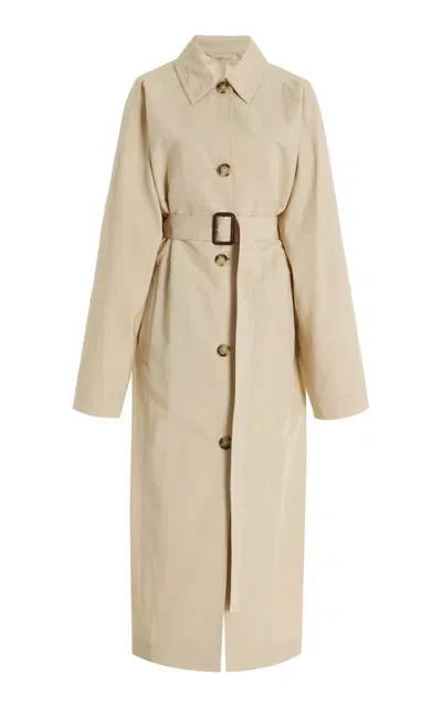 Totême Tumbled Organic Cotton-silk Trench Coat In Cream