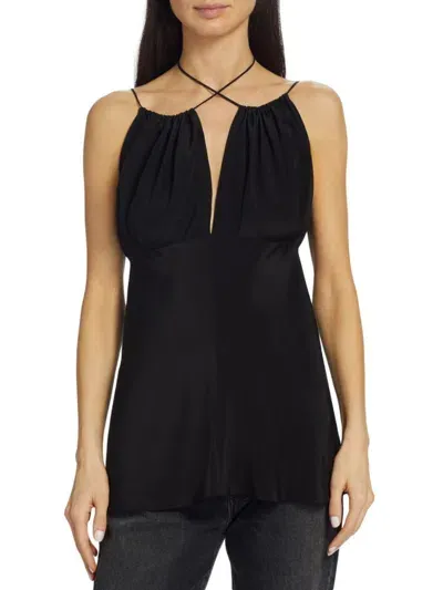 Totême Gathered Silk Halter Top In Black