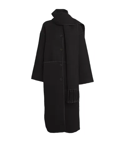 Totême Wool-blend Scarf Coat In Black