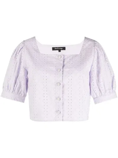 Tout A Coup Broderie Anglaise Cropped Shirt In Purple