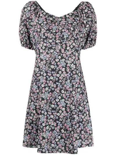 Tout A Coup Floral-print Minidress In Schwarz