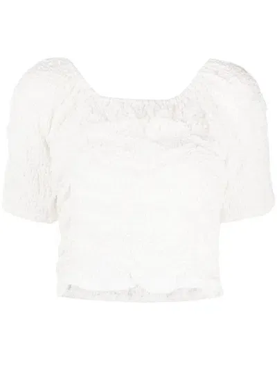 Tout A Coup Gathered Short-sleeve Top In Weiss