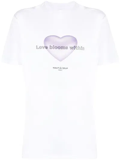 Tout A Coup Love Blooms Within-graphic T-shirt In White