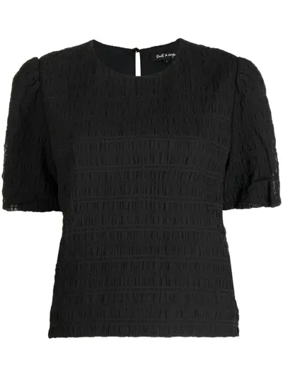 Tout A Coup Smocked-effect T-shirt In Black