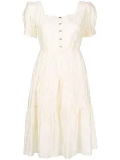 Tout A Coup Square-neck Puff-sleeve Dress In White