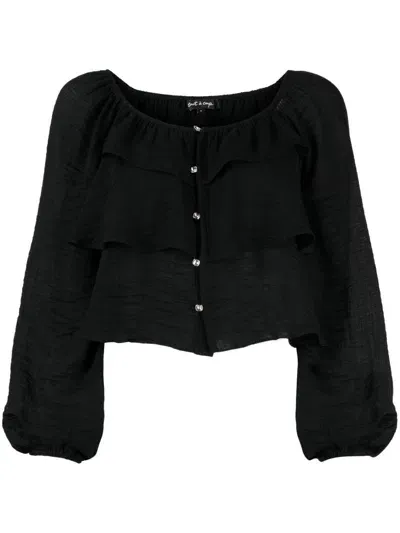 Tout A Coup Textured Tiered Top In Schwarz