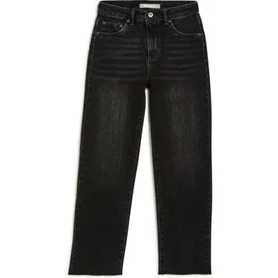 Tractr Kids' Crop Barrel Leg Jeans In Black Wash