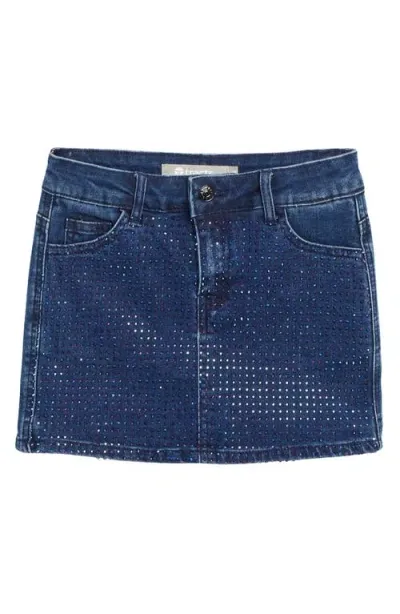 Tractr Kids' Studded Denim Skort In Blue Stud Indigo