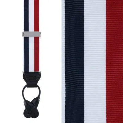 Trafalgar Balint 38mm Striped Non Stretch Grosgrain Ribbon Button End Suspenders In Multi