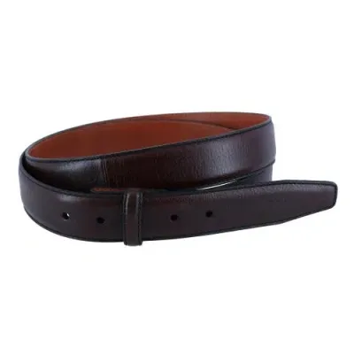 Trafalgar Big & Tall Feather Edge Pebble Leather Harness Belt Strap In Brown