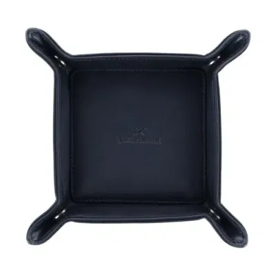 Trafalgar Carson Genuine Leather Snap Valet Tray In Black