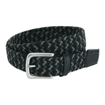 Trafalgar Men's Chandler Woven Rayon Leather Belt In Black And Grey