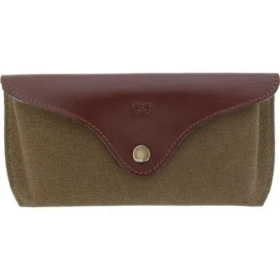 Trafalgar Charing Cross Leather And Canvas Snap Glasses Case In Olive Canvas With Leather