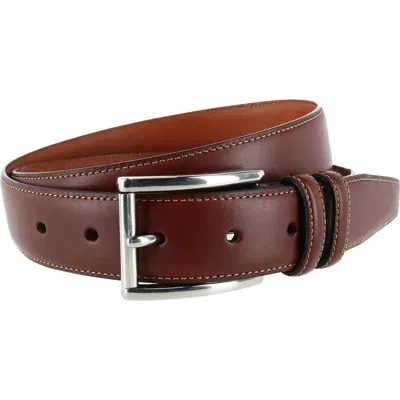 Trafalgar Lorenzo 32mm Dropped Edge Leather Dress Belt In Honey Maple