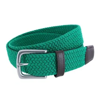 Trafalgar Men's Riverside Woven Rayon Leather Belt In Emerald Green