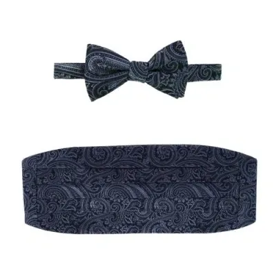 Trafalgar Sobee Paisley Cummerbund And Bow Tie Set In Blue