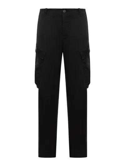 Transit Regular Fit Cargo Trousers In Tencell And Modal Stretch Frosted In Black