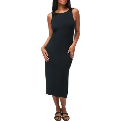 Travismathew Hadley Wood Sleeveless Rib Midi Dress In Black