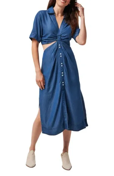 Travismathew Old Havana Cutout Button-up Midi Dress In Copen Blue