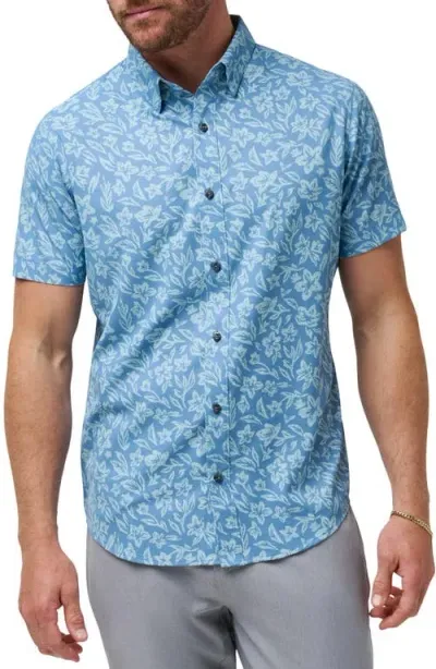 Travismathew Pearl City Short Sleeve Button-up Shirt In Quiet Harbor