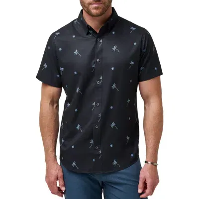 Travismathew Yeah Naht Short Sleeve Button-up Shirt In Black