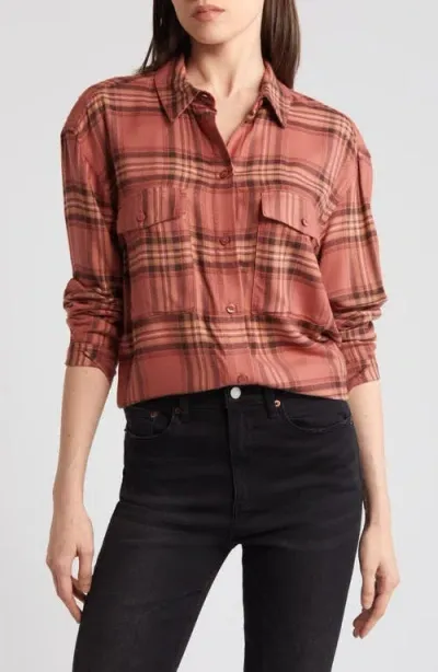 Treasure & Bond Boxy Plaid Flannel Button-up Shirt In Rust Marsala Viola Plaid