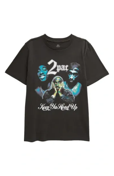 Treasure & Bond Kids' Cotton Graphic T-shirt In Black Raven Tupac