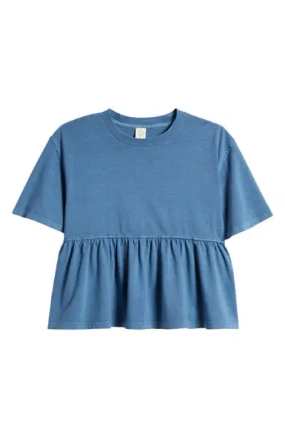 Treasure & Bond Kids' Cotton Peplum T-shirt In Blue Coronet