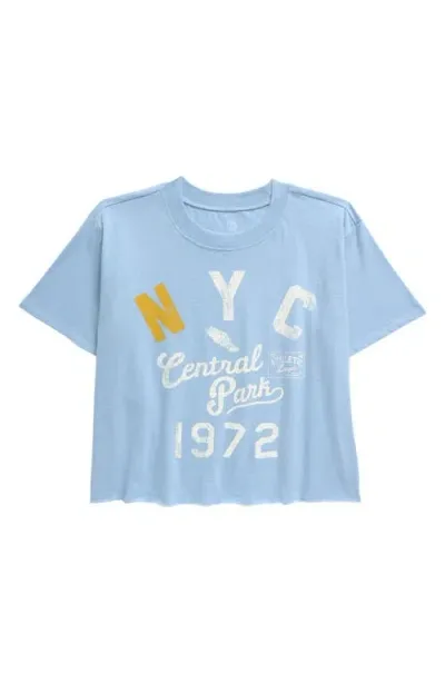 Treasure & Bond Kids' Crop Graphic T-shirt In Blue Worn Nyc