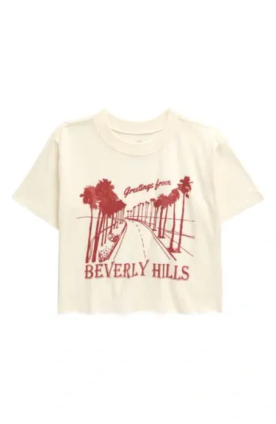 Treasure & Bond Kids' Crop Graphic T-shirt In Ivory Egret Beverly Hills