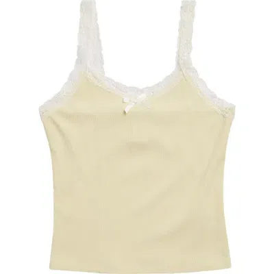 Treasure & Bond Kids' Lace Accent Rib Camisole In Yellow Clover