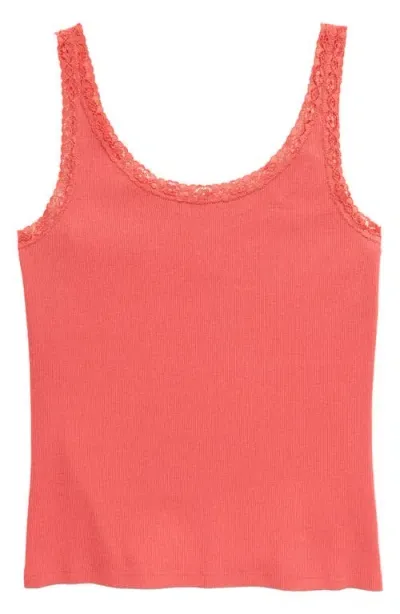 Treasure & Bond Kids' Lace Trim Cotton Blend Tank In Pink Winterberry