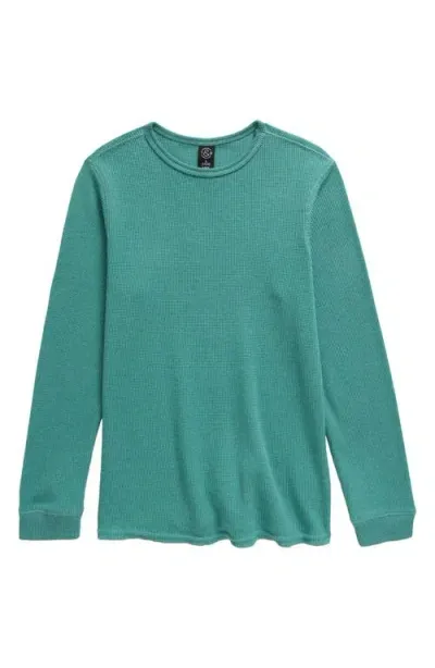 Treasure & Bond Kids' Waffle Thermal T-shirt In Green Deep Sea