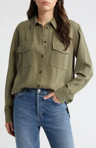 Treasure & Bond Oversize Utility Shirt In Olive Kalamata