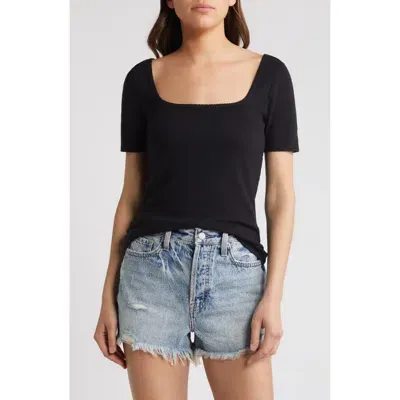 Treasure & Bond Scoop Neck Rib Top In Black