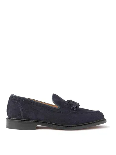 Tricker's Elton Tassel Loafer Castorino Suede In Dark Wash