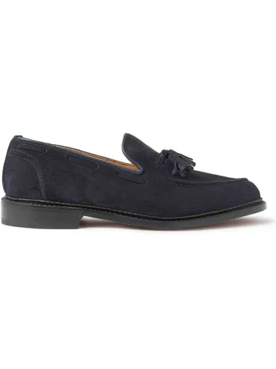 Tricker's Elton Tassel Loafer Castorino Suede In Denim