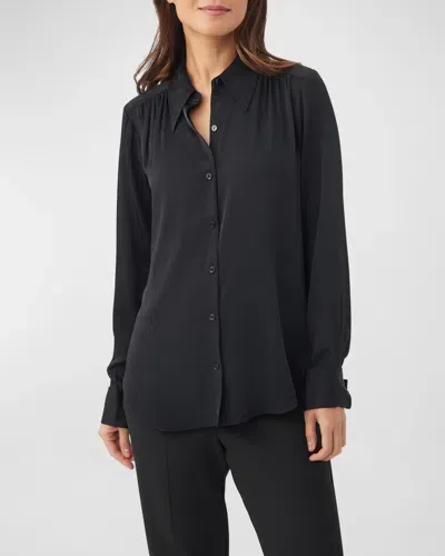 Trina Turk Cassavetes Ruched Button-down Top In Black