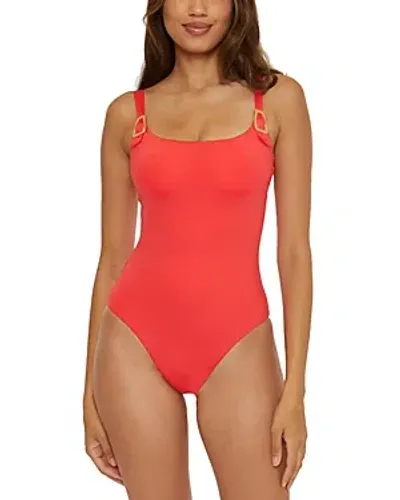 Trina Turk Monaco Buckled Strap Swimsuit In Searing